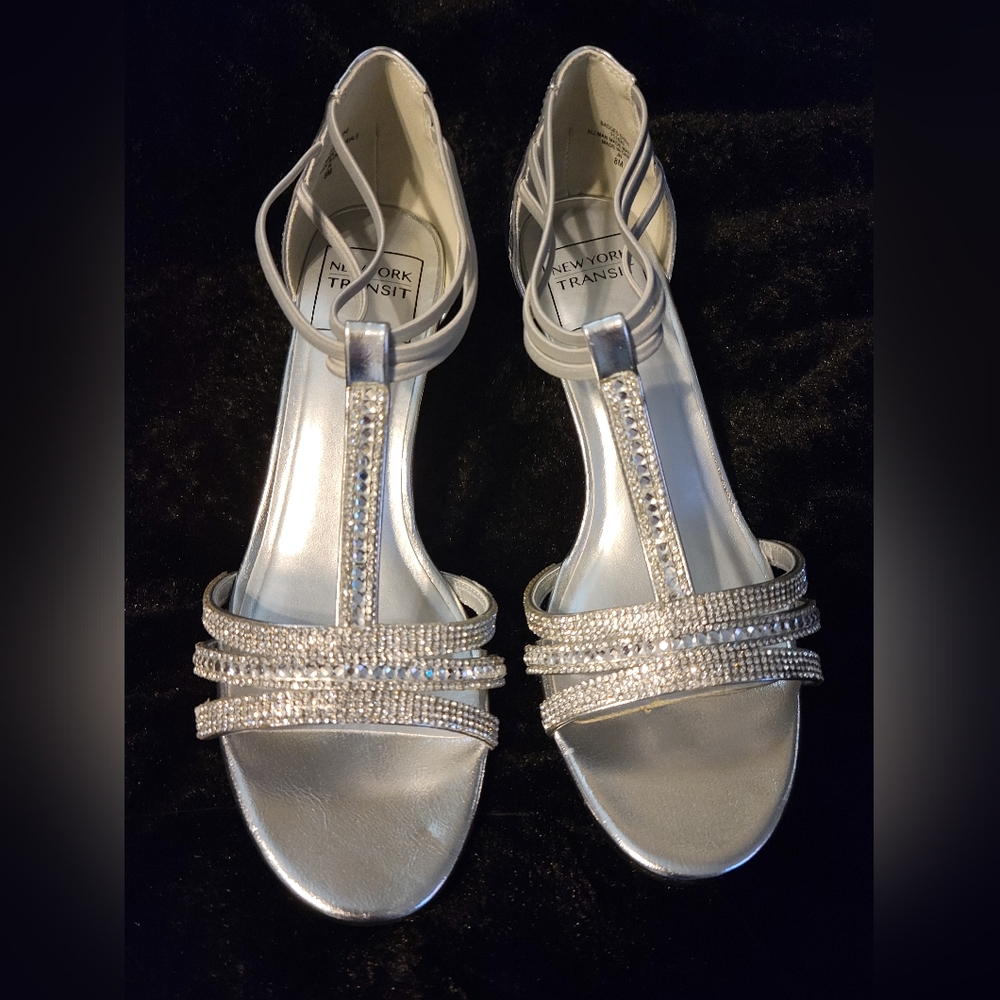 New York Transit Silver shoes with bling sz 8